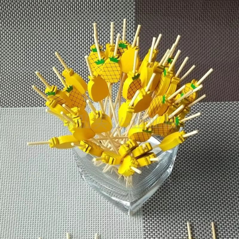 100 Pcs Disposable Bamboo Picks Food Fruit Cocktail Handmade Toothpicks Picnic Party Supplies Decoration