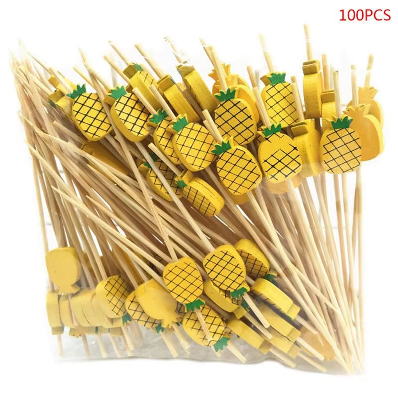 100 Pcs Disposable Bamboo Picks Food Fruit Cocktail Handmade Toothpicks Picnic Party Supplies Decoration