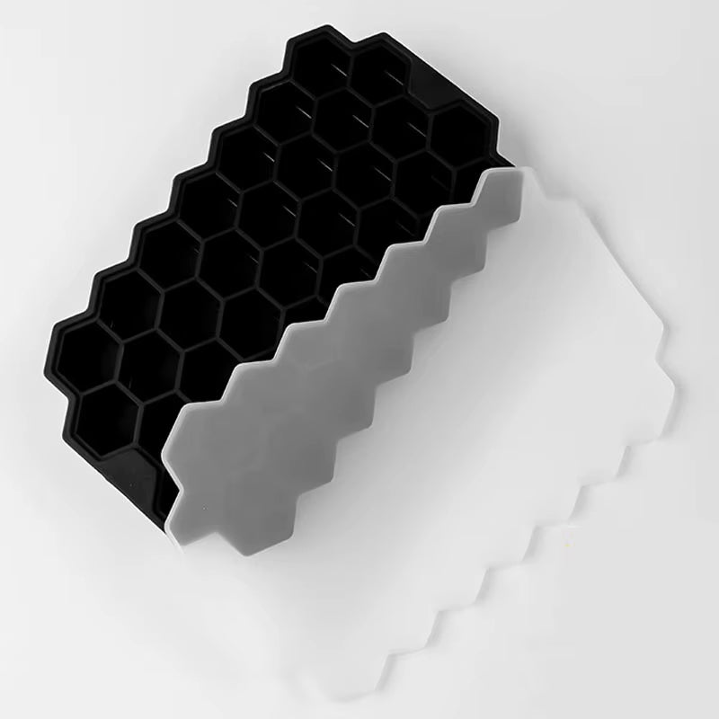 37 Cavity Honeycomb Ice Cube Trays Reusable Silicone Ice Cube Mold BPA Free Ice Maker with Removable Lids