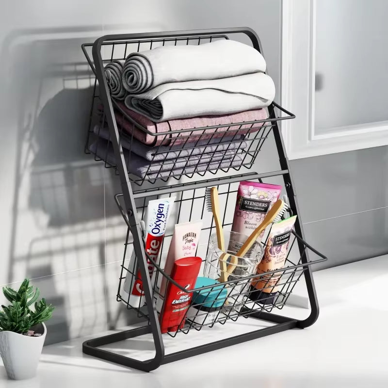 Kitchen Countertop Storage Basket Fruit and Vegetable Basket Wire Removable Storage Spices Snack Organizer Kitchen Holder