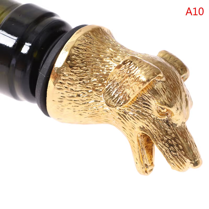 1Pc Zinc Alloy Animals Head Wine Pourer Wine Bottle Stoppers Wine Aerators Gift Home Wine Stopper