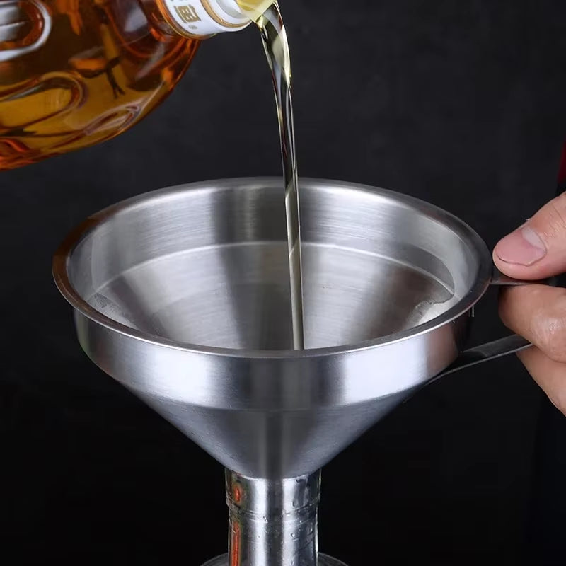 Stainless Steel Funnel Kitchen Oil Liquid Metal Funnel with Detachable Filter Wide Mouth Funnel for Canning Kitchen Tools