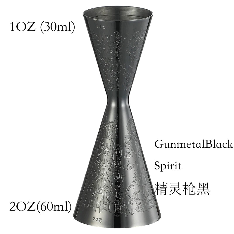 Integrated-Style Jigger Double Cocktail Jigger Bar Measure with Etched Pattern Bar Tools