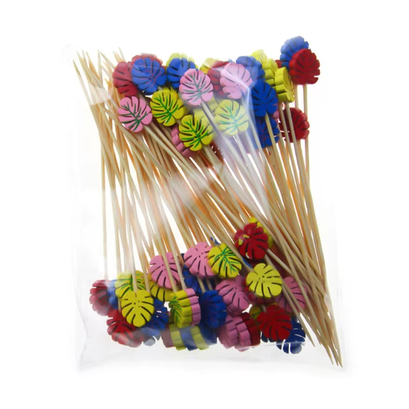 100 Pcs Disposable Bamboo Picks Food Fruit Cocktail Handmade Toothpicks Picnic Party Supplies Decoration