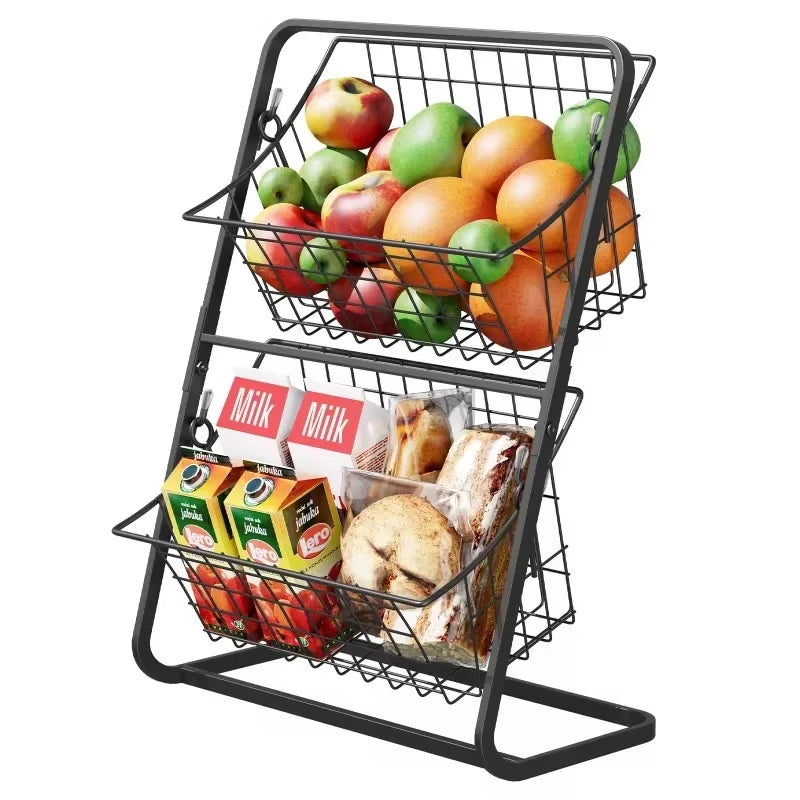 Kitchen Countertop Storage Basket Fruit and Vegetable Basket Wire Removable Storage Spices Snack Organizer Kitchen Holder