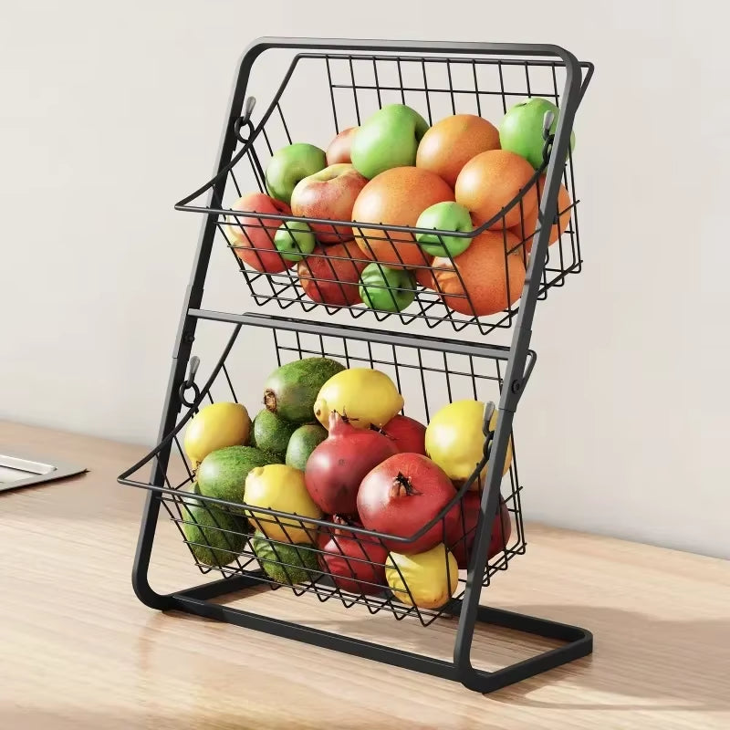 Kitchen Countertop Storage Basket Fruit and Vegetable Basket Wire Removable Storage Spices Snack Organizer Kitchen Holder