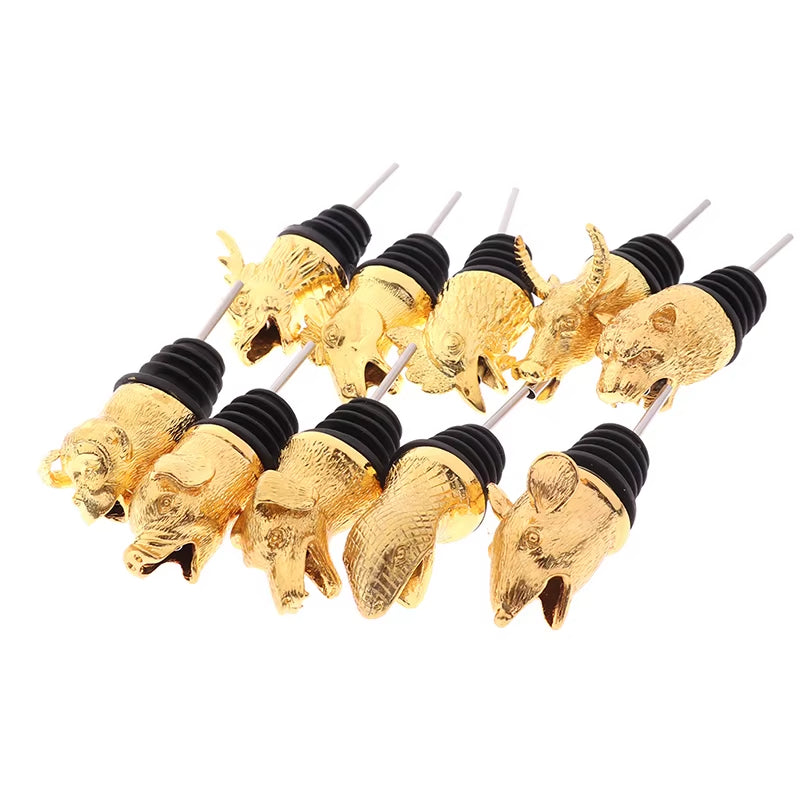 1Pc Zinc Alloy Animals Head Wine Pourer Wine Bottle Stoppers Wine Aerators Gift Home Wine Stopper