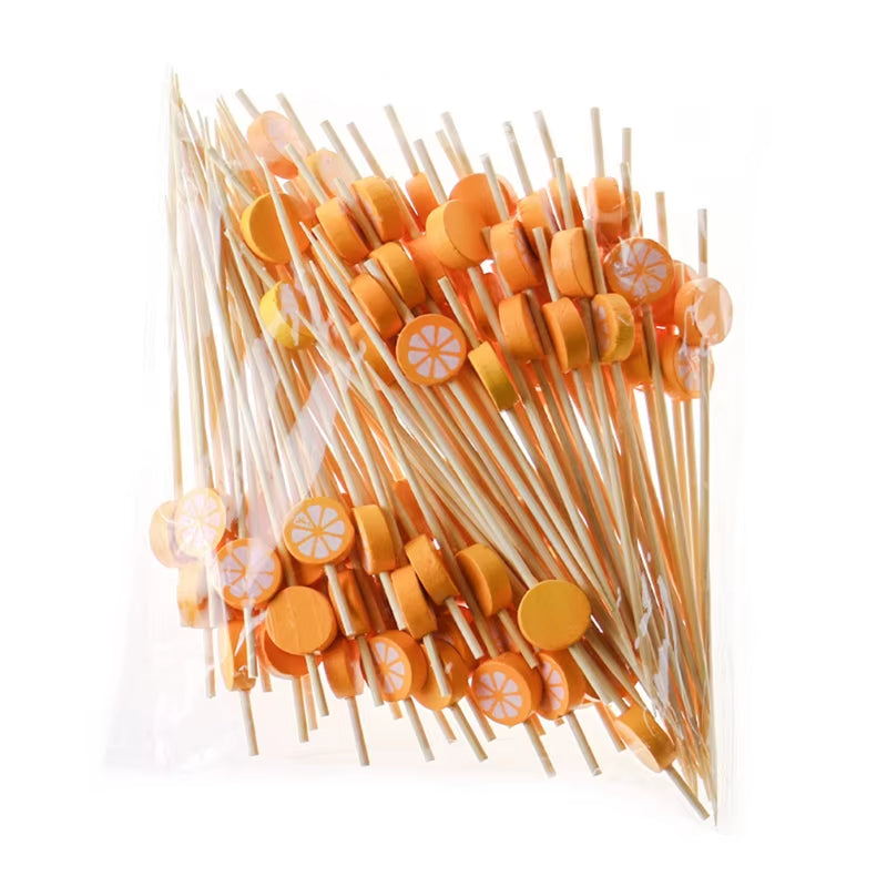 100 Pcs Disposable Bamboo Picks Food Fruit Cocktail Handmade Toothpicks Picnic Party Supplies Decoration