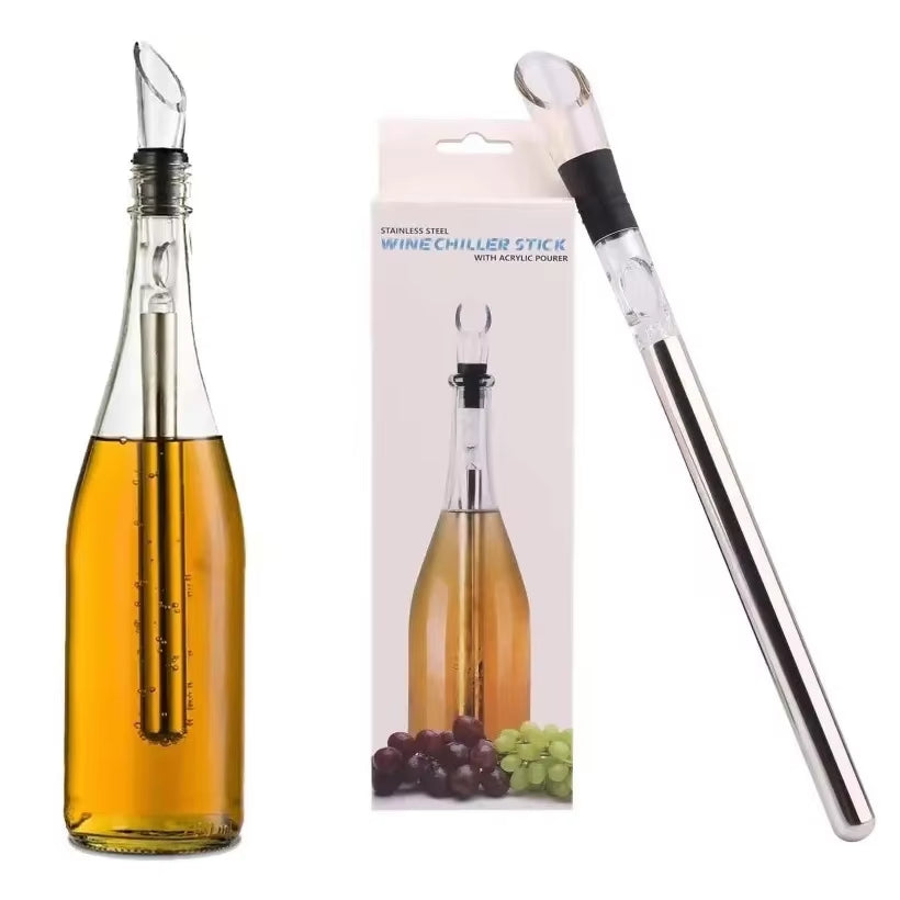 Stainless Steel Wine Pourer with Chill Rod Wine Cooler Wine Cooling Rod