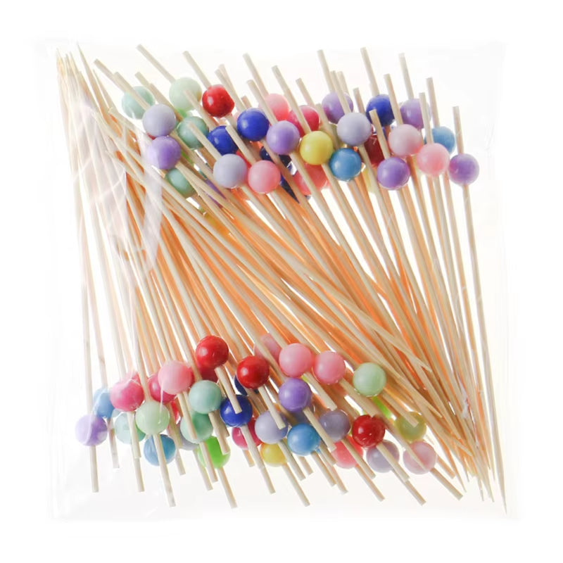 100 Pcs Disposable Bamboo Picks Food Fruit Cocktail Handmade Toothpicks Picnic Party Supplies Decoration